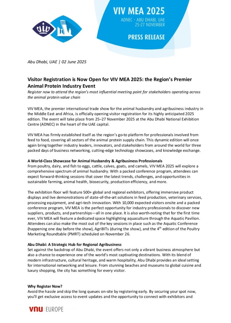 البيان الصحفي الأول لمعرض فيف ابو ظبي 2025